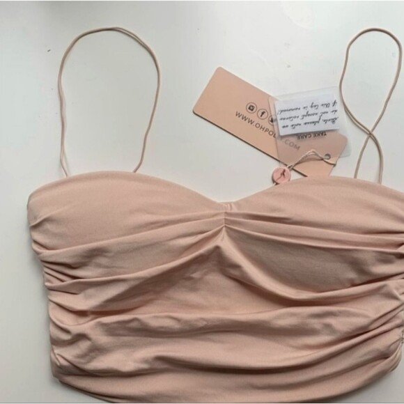 Oh, Polly Ruched Crop Top Strappy Soft Barbie Pink - Picture 14 of 14